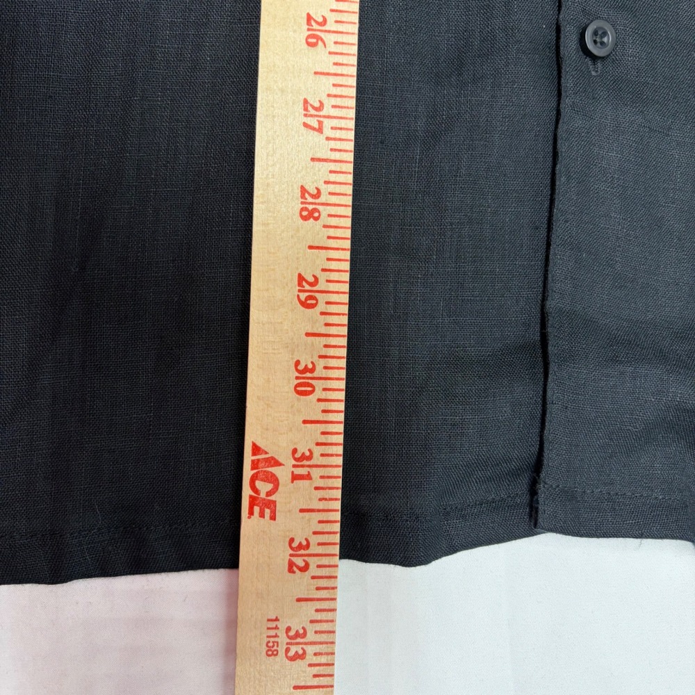 NWT Cabana 100% Linen Shirt Button Down 2X Resort Tropical Summer Beach Black - Picture 8 of 9